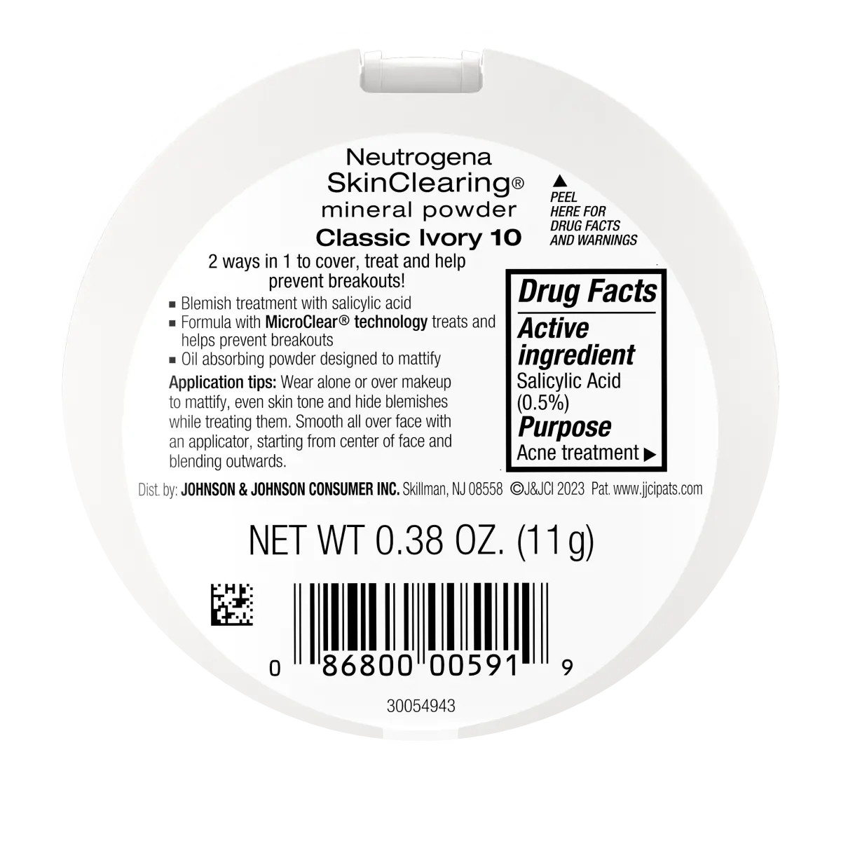 Neutrogena SkinClearing Mineral Powder - Salicylic Acid Acne Makeup, Classic Ivory (10)