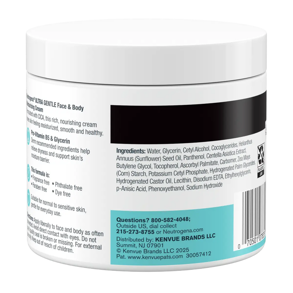 Neutrogena Ultra Gentle Face | Face & Body Daily Moisturizing Cream | 11 Oz