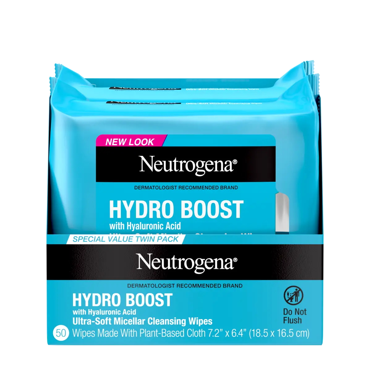 Neutrogena Hydro Boost Makeup — Twin Pack of Ultra-Soft Micellar Wipes, 25 Count