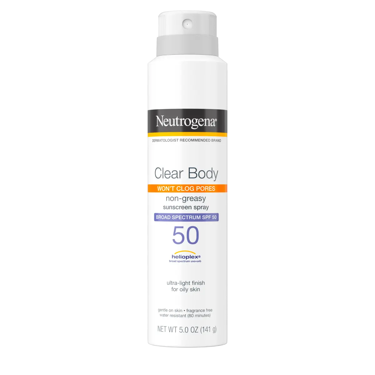 Neutrogena Clear Body SPF — Non-Comedogenic Sunscreen Spray, SPF 50, 5 oz