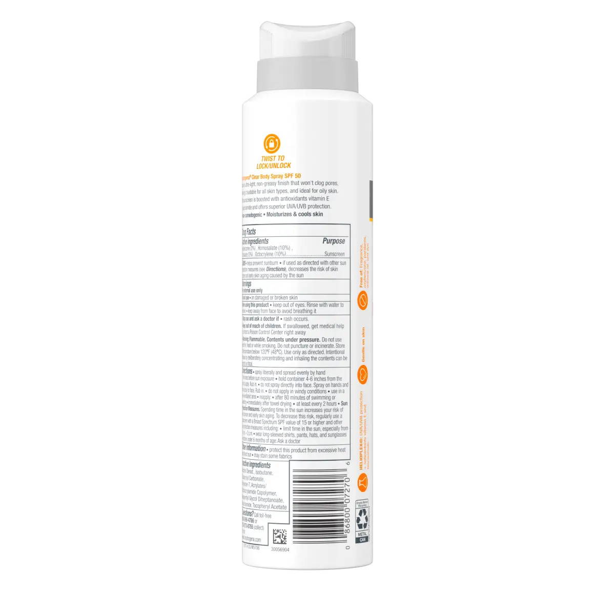 Neutrogena Clear Body SPF — Non-Comedogenic Sunscreen Spray, SPF 50, 5 oz