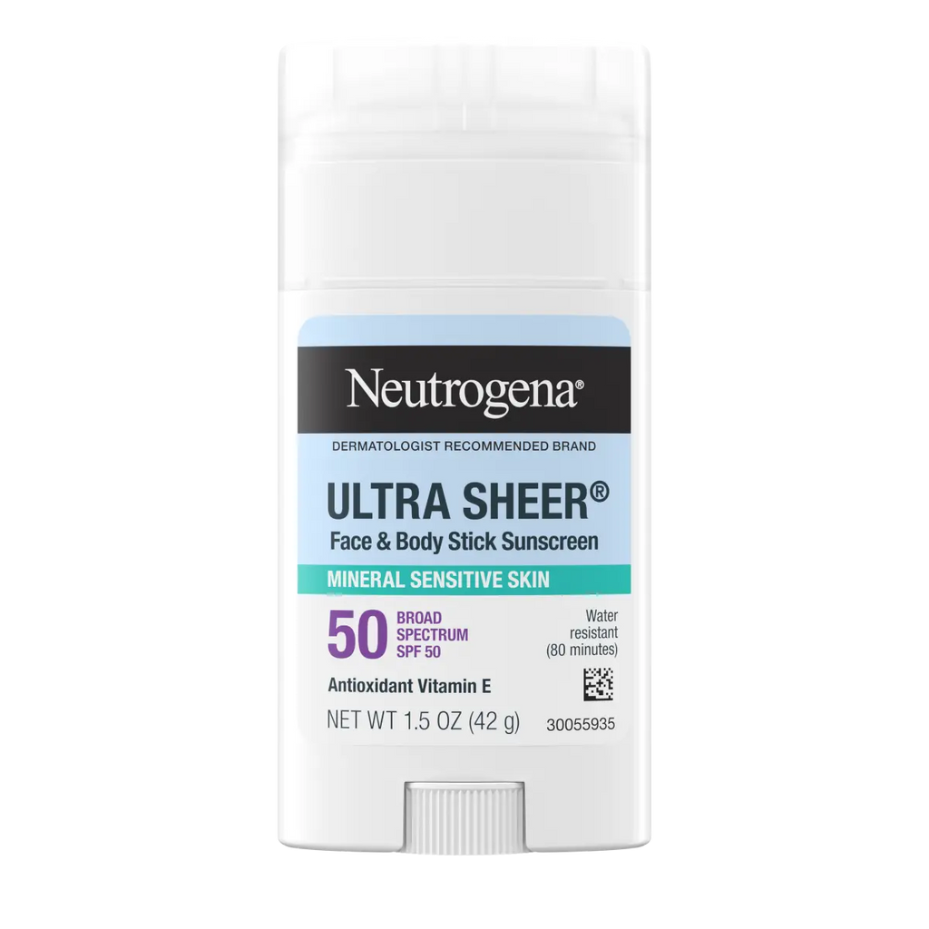Neutrogena Ultra Sheer Mineral | SPF 50 | Face & Body Sunscreen Stick | 1.5 Oz