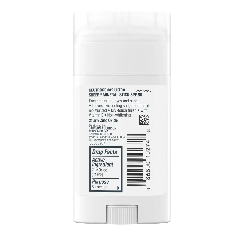 Neutrogena Ultra Sheer Mineral | SPF 50 | Face & Body Sunscreen Stick | 1.5 Oz