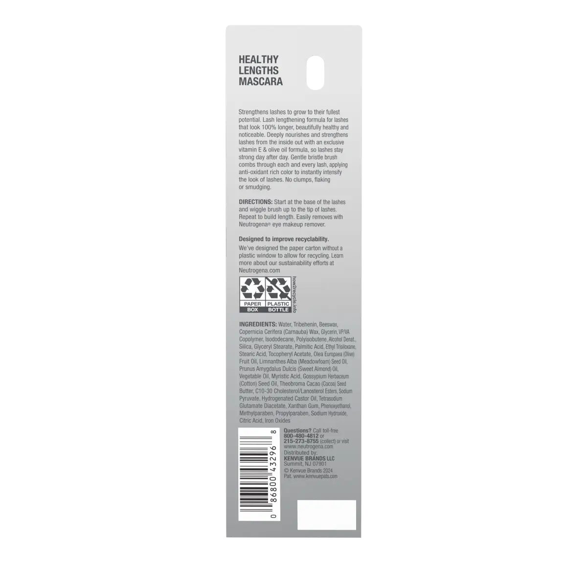 Neutrogena Healthy Lengths Lengthening — Olive Oil Mascara, 0.21 Oz