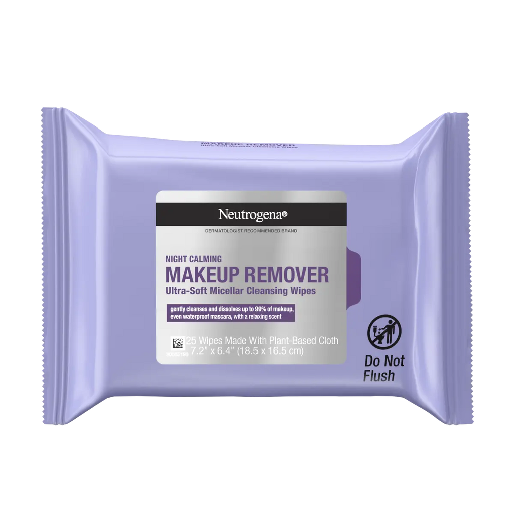 Neutrogena Night Calming Makeup — Ultra-Soft Micellar Remover Wipes, 25 Count