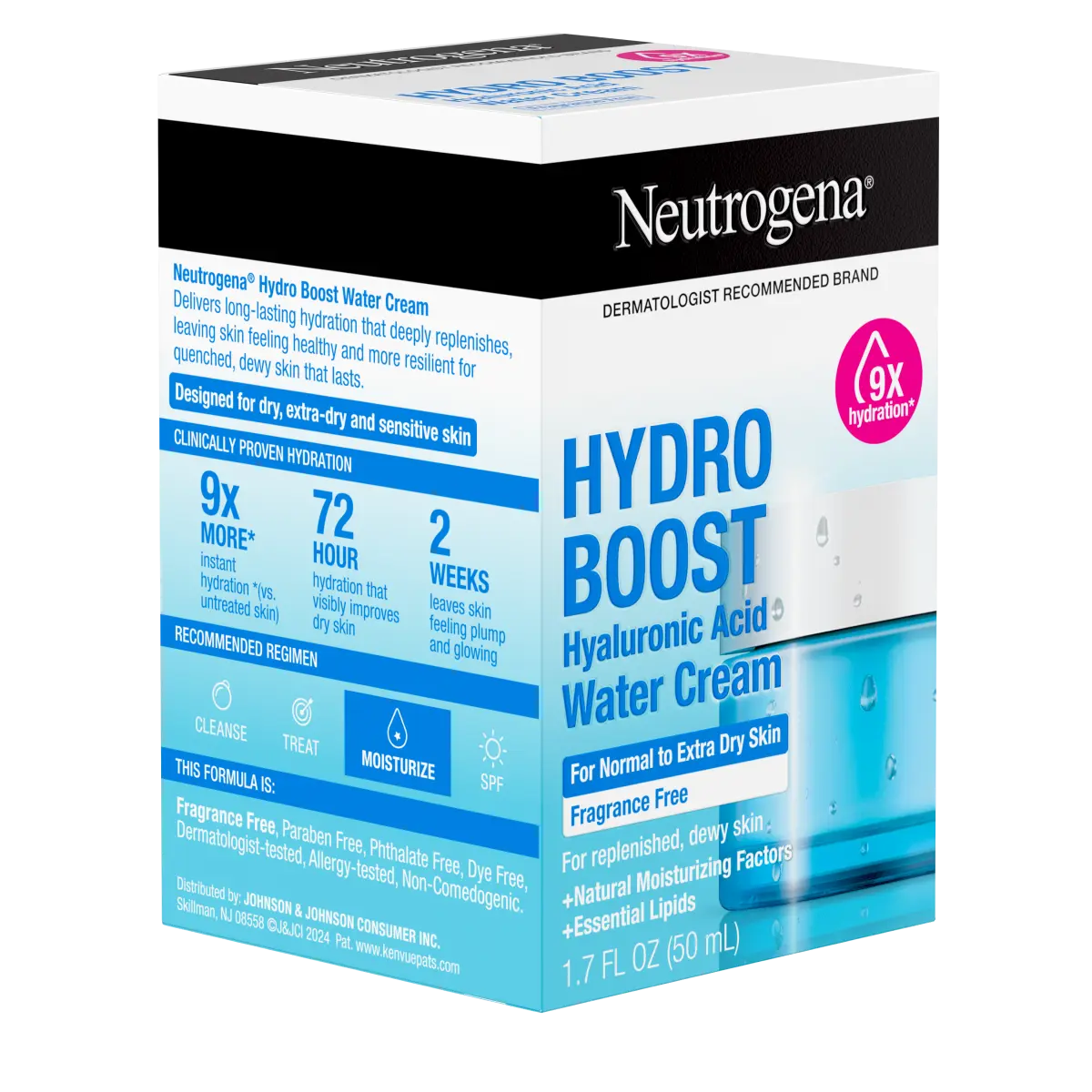 Neutrogena Hydro Boost Hyaluronic 1.7 Fl. Oz | Fragrance Free Water Cream | Facial Moisturizer