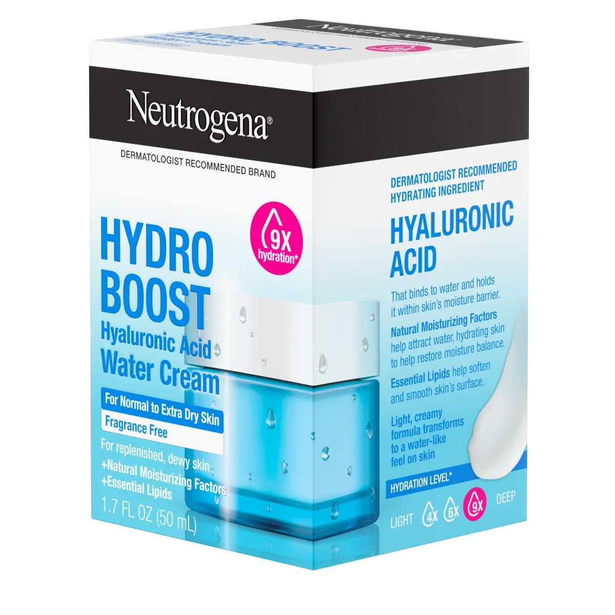 Neutrogena Hydro Boost Hyaluronic 1.7 Fl. Oz | Fragrance Free Water Cream | Facial Moisturizer