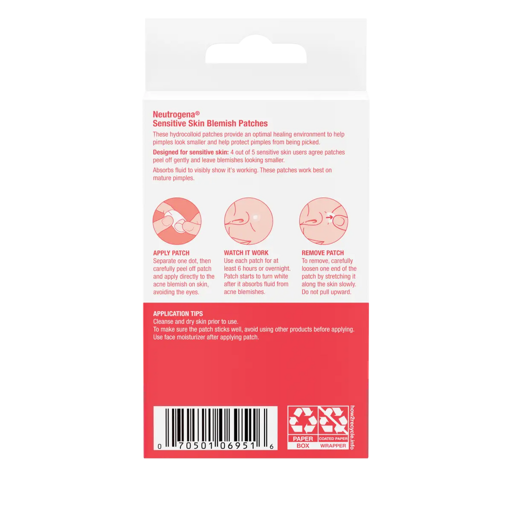 Neutrogena Sensitive Skin Blemish | 30 Count | Hydrocolloid Acne Patches