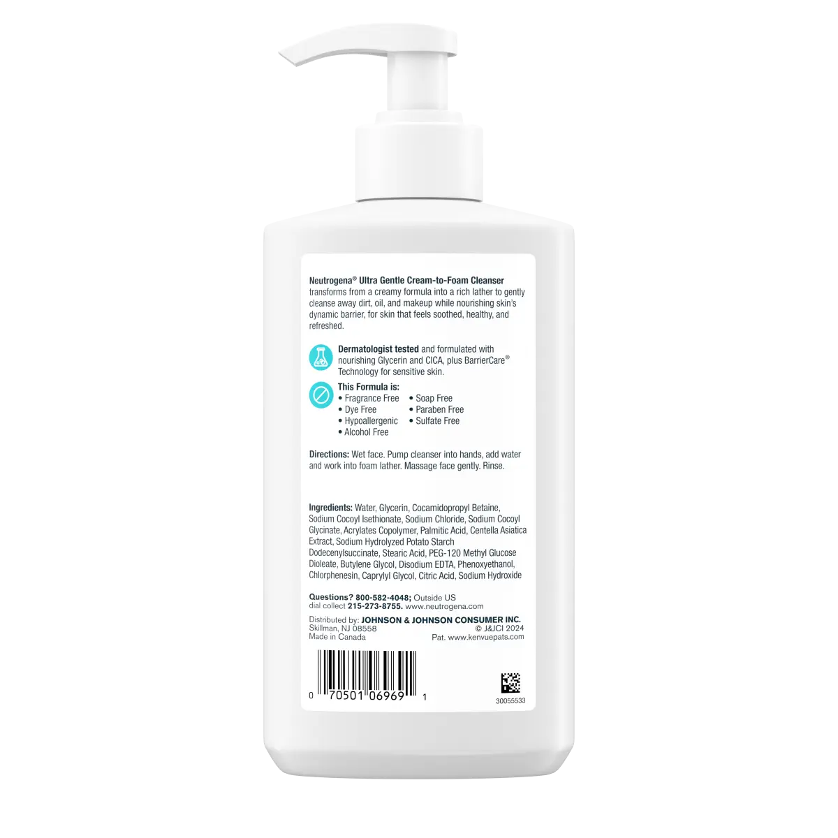Neutrogena Ultra Gentle Cream | 12 Fl. Oz | Cream-to-Foam Daily Face Wash
