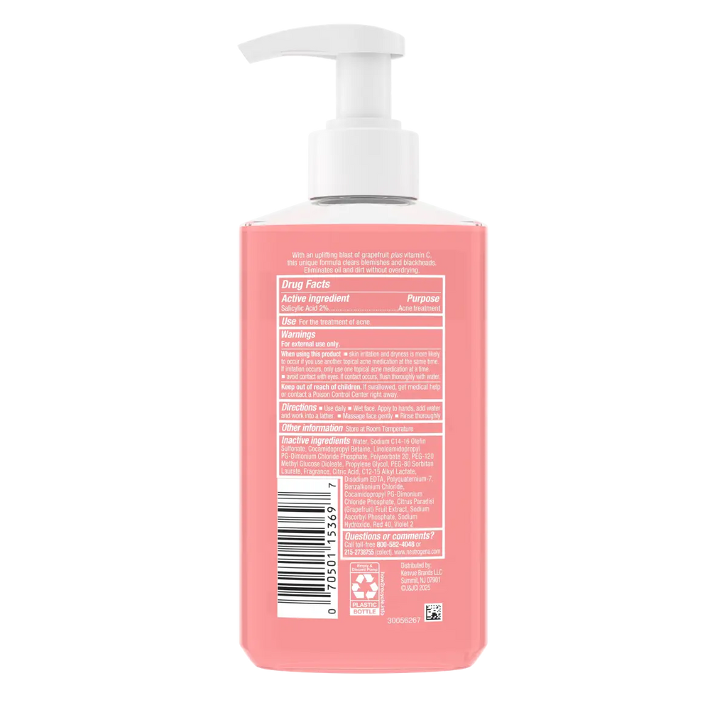Pink Grapefruit Facial Cleanser | Neutrogena Oil-Free Acne Wash | 9.1 Fl. Oz