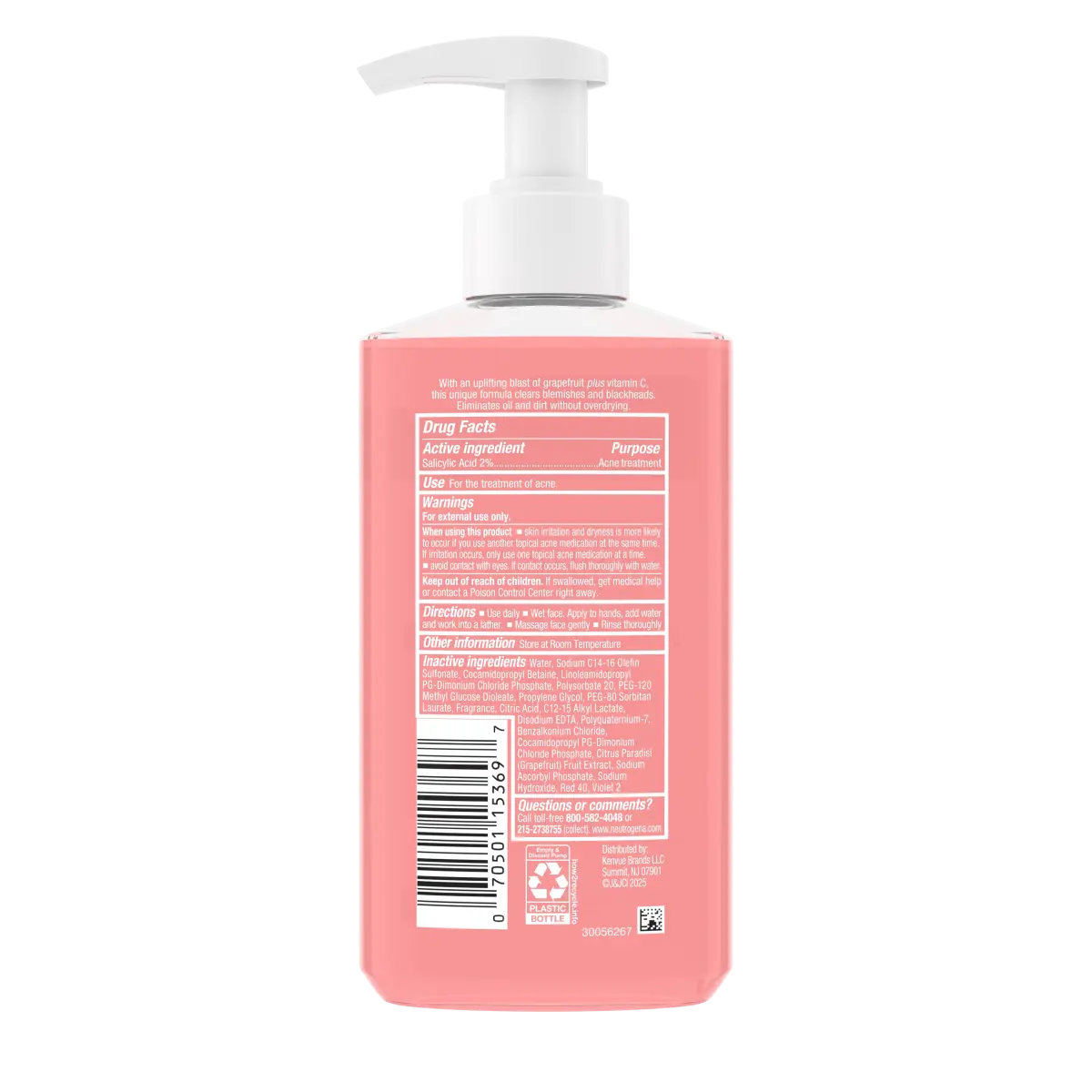 Pink Grapefruit Facial Cleanser | Neutrogena Oil-Free Acne Wash | 9.1 Fl. Oz
