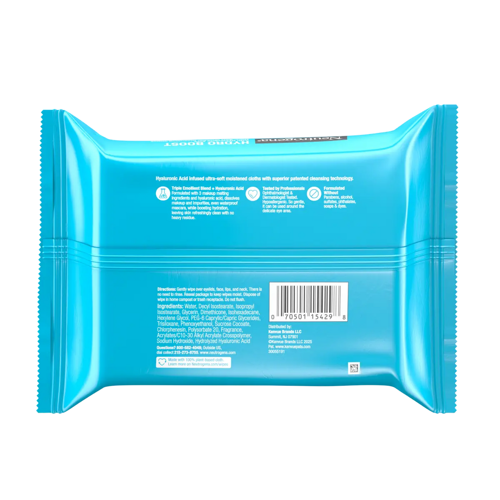 Neutrogena Hydro Boost Ultra-Soft — Micellar Makeup Remover Wipes, 25 Count