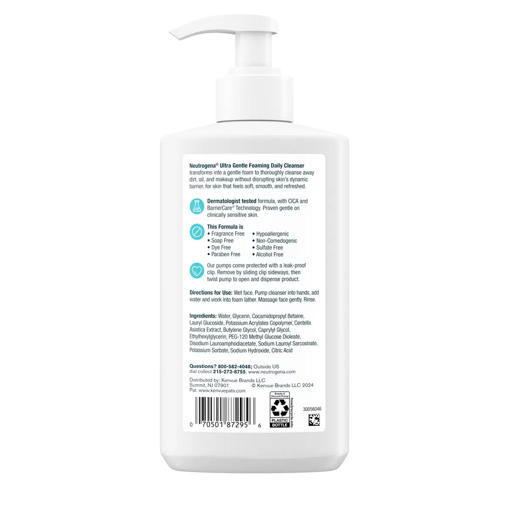 Neutrogena Ultra Gentle Daily | Foaming Face Cleanser | Fragrance Free | 12 Fl. Oz