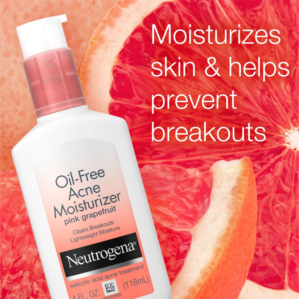 Neutrogena Oil-Free Acne Moisturizer | 4 Fl. Oz | Pink Grapefruit Face Lotion