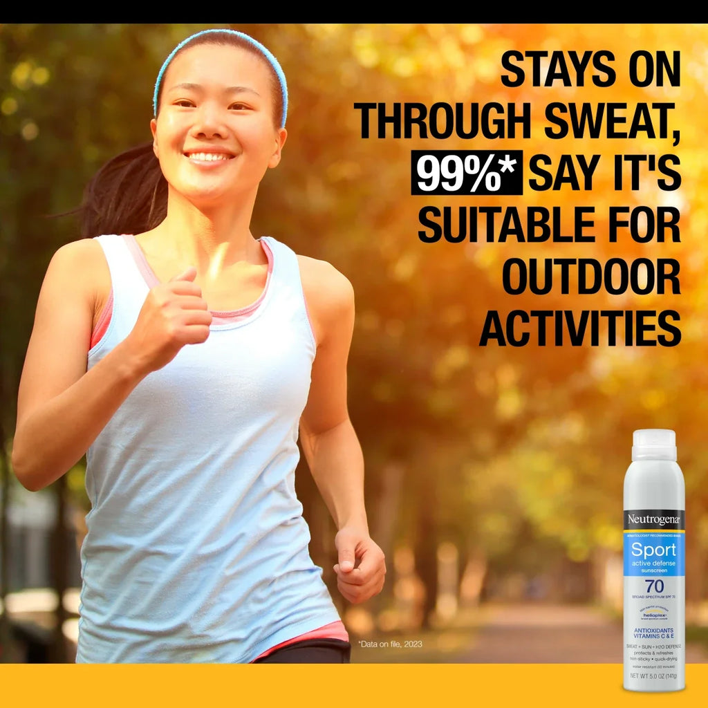 Neutrogena Sport Active Defense | Sunscreen Spray | Broad Spectrum SPF 70 | 5.0 Oz