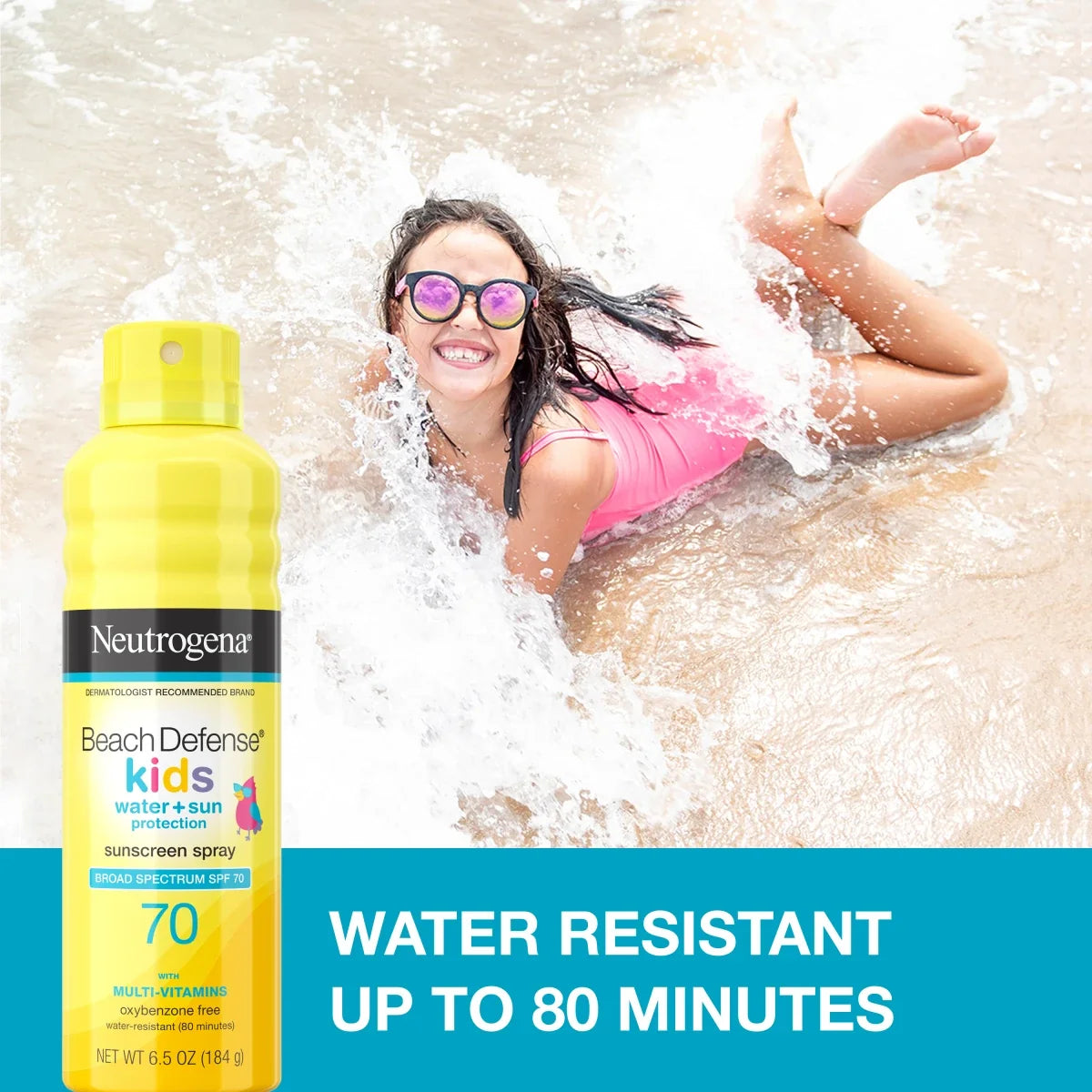 Neutrogena Beach Defense Kids — Broad Spectrum Sunscreen Spray, SPF 70, 6.5 Oz