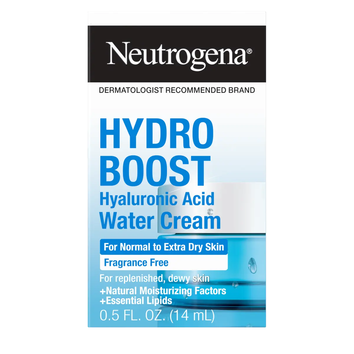 Neutrogena Hydro Boost Hyaluronic 0.5 Fl. Oz | Fragrance Free Water Cream | Facial Moisturizer