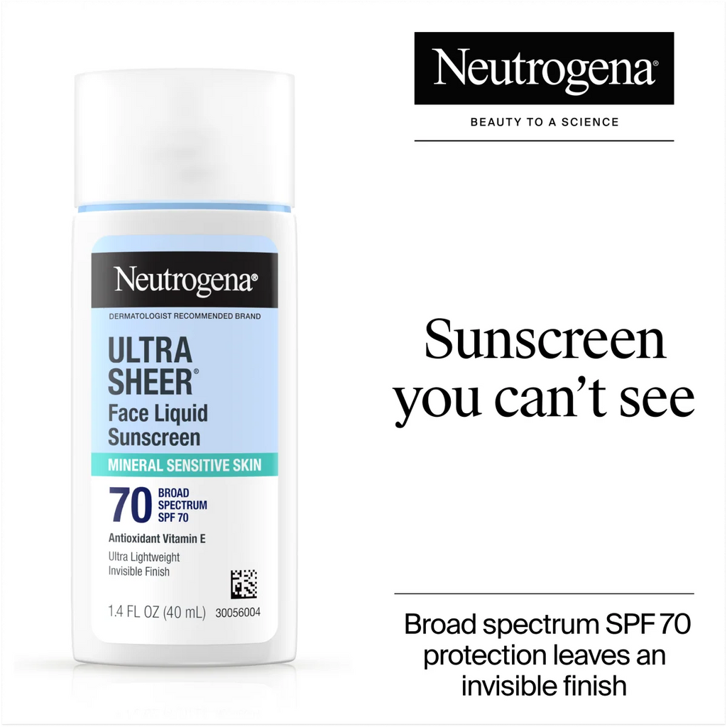 Neutrogena Ultra Sheer Mineral | 1.4 Fl. Oz | SPF 70 Face Liquid Sunscreen