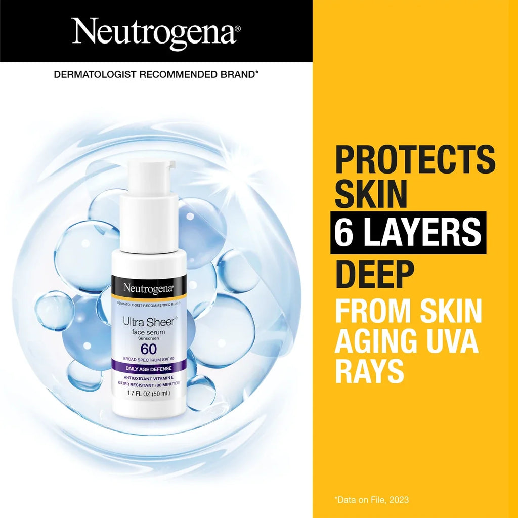 Neutrogena Ultra Sheer Face | SPF 60 | Sunscreen Serum | 1.7 Oz