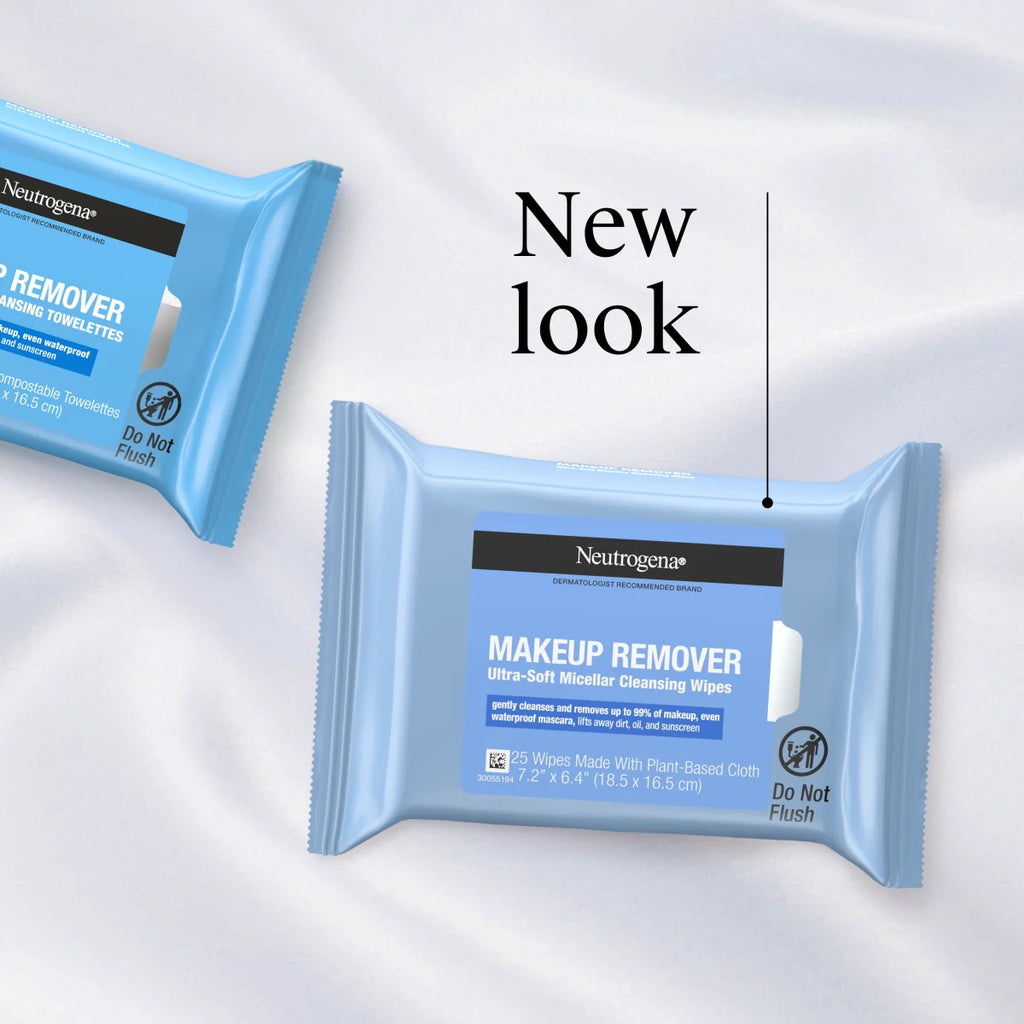 Neutrogena Makeup Remover Ultra-Soft — Micellar Cleansing Wipes with Vanity Case, 25 Count