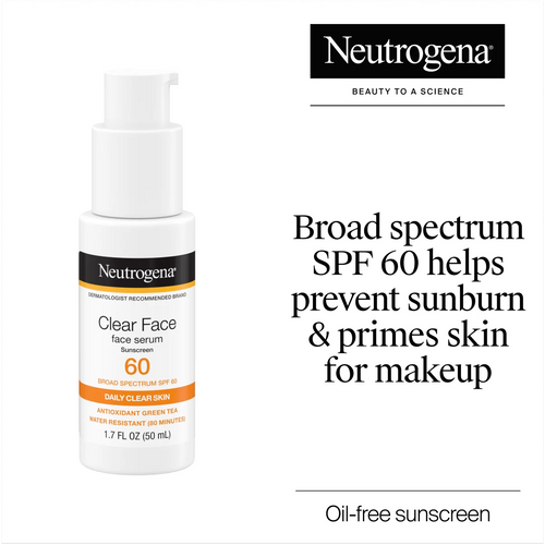 Neutrogena Clear Face Serum — Green Tea Fragrance Free | Broad Spectrum SPF 60